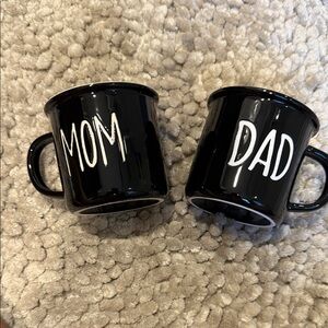 Black 'Mom' and 'Dad' Mugs